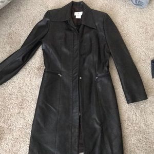 Leather fashion trench coat